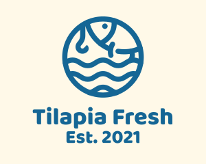 Tilapia - Monoline Fishing Badge logo design