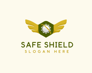 Virus Shield Wings logo design