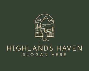 Highlands - Monoline Falls Campground logo design