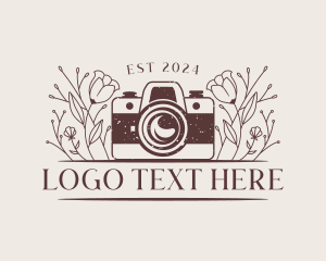 Photographer - Floral SLR Camera logo design