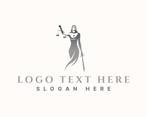 Statue - Justice Scales Woman logo design