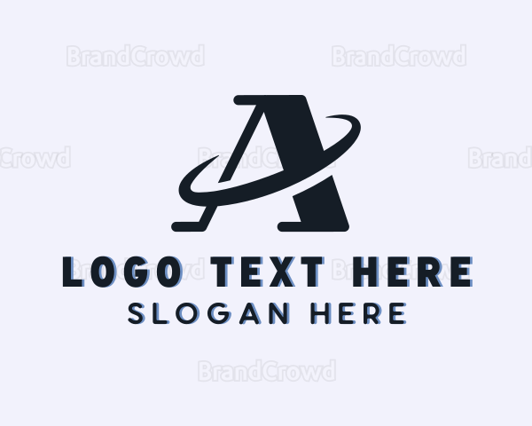 Swoosh Orbit Company Letter A Logo