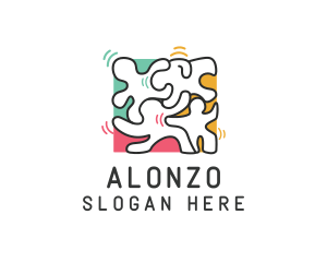 Puzzle Dancing People logo design