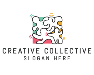 Puzzle Dancing People logo design