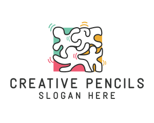 Puzzle Dancing People logo design