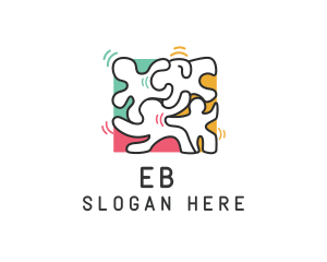 Puzzle Dancing People logo design