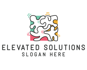 Puzzle Dancing People logo design