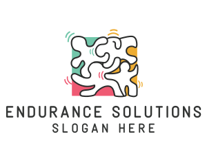 Puzzle Dancing People logo design