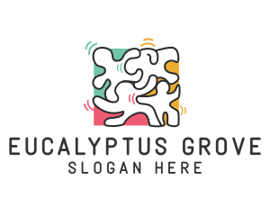 Puzzle Dancing People logo design