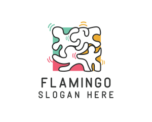 Puzzle Dancing People logo design