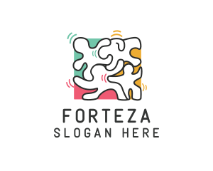 Puzzle Dancing People logo design