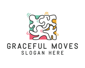 Puzzle Dancing People logo design