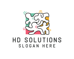 Puzzle Dancing People logo design