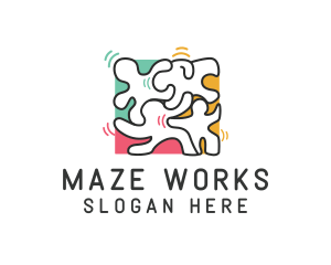 Puzzle Dancing People logo design