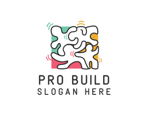 Puzzle Dancing People logo design