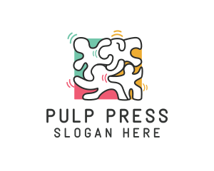 Puzzle Dancing People logo design