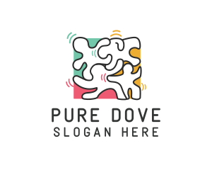 Puzzle Dancing People logo design