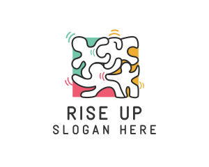 Puzzle Dancing People logo design