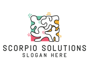 Puzzle Dancing People logo design