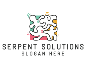 Puzzle Dancing People logo design