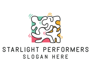 Performers - Puzzle Dancing People logo design
