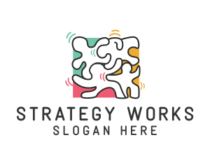 Puzzle Dancing People logo design