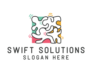 Puzzle Dancing People logo design