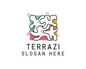 Puzzle Dancing People logo design