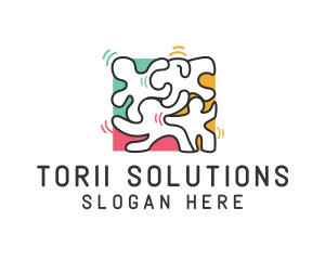 Puzzle Dancing People logo design