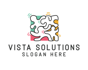 Puzzle Dancing People logo design