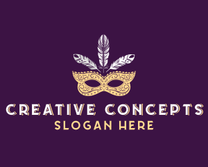 Theme - Feather Theatre Mask logo design