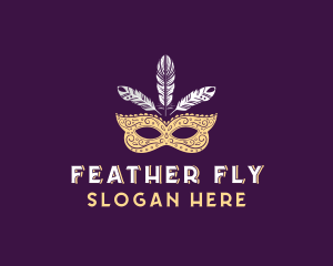 Feather Theatre Mask logo design