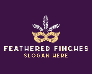 Feather Theatre Mask logo design