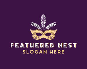 Feather Theatre Mask logo design