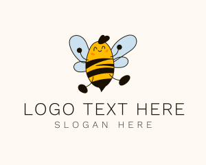 Beekeeping - Happy Flying Bee logo design