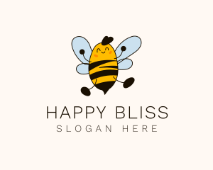 Happy Flying Bee logo design