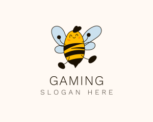 Beekeeping - Happy Flying Bee logo design