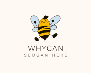 Beekeeper - Happy Flying Bee logo design