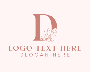 Pink - Elegant Leaves Letter D logo design