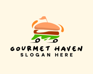 Hamburger Snack Food Delivery logo design