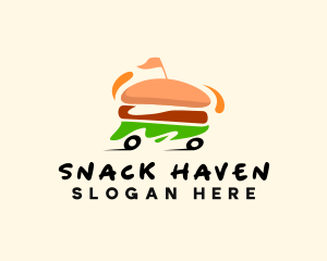 Hamburger Snack Food Delivery logo design