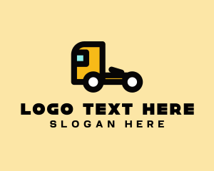 Minimalist - Yellow Flatbed Truck logo design