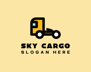 Yellow Flatbed Truck logo design