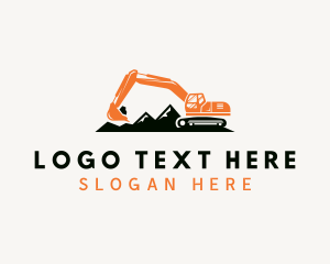 Worker - Mountain Excavator Machine logo design