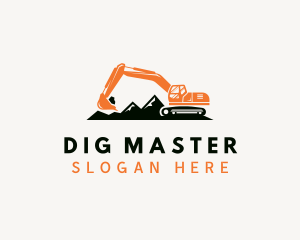 Excavator - Mountain Excavator Machine logo design