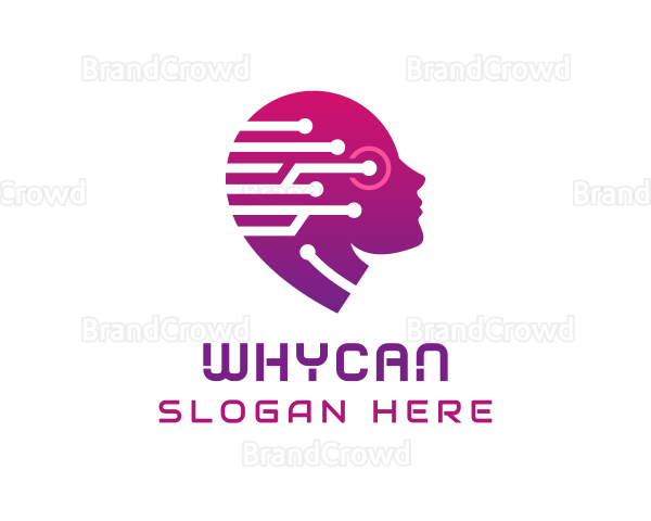 Woman Head  Artificial Intelligence Logo