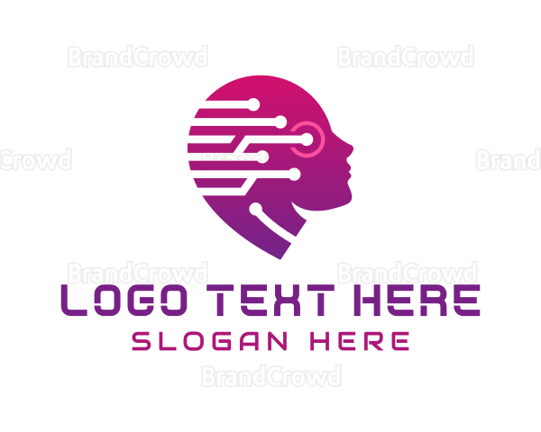 Woman Head  Artificial Intelligence Logo