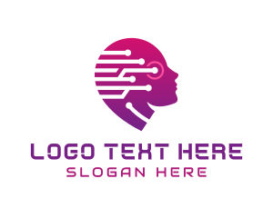 Developer - Woman Head  Artificial Intelligence logo design