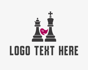 Goblet - King Queen Chess Wine logo design
