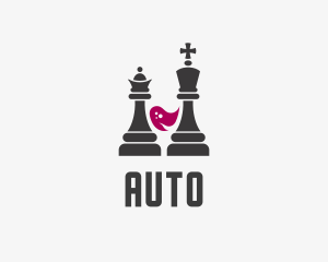 Chess Board - King Queen Chess Wine logo design